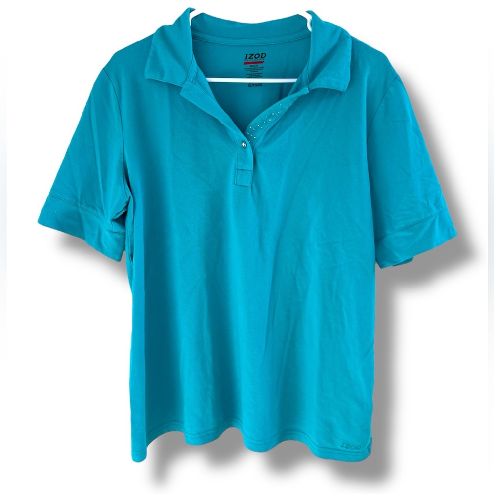 Izod Cool-FX Performance Basix Ladies Golf Polo in Aqua Size XL